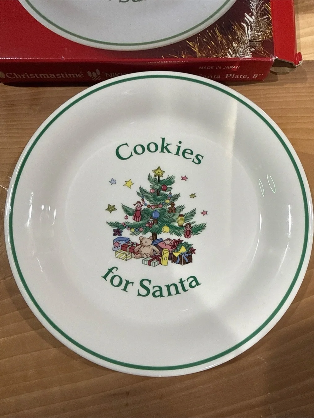 Nikko Ceramics White Holiday 'Cookies for Santa' Plate with Green Trim